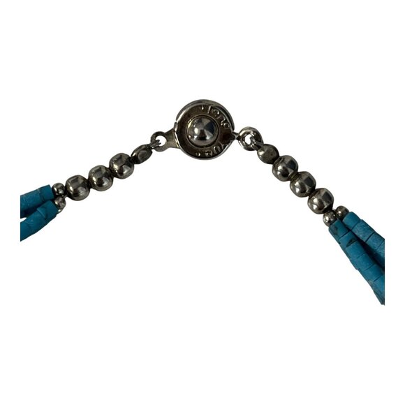 Vintage Teng Yue Turquoise Bead Necklace Sterling Silver Clasp Teardrop Pendant - Picture 3 of 6